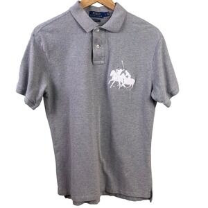 Polo‎ Ralph Lauren Custom Slim Fit Gray Dual Match Polo Big Double Pony Large